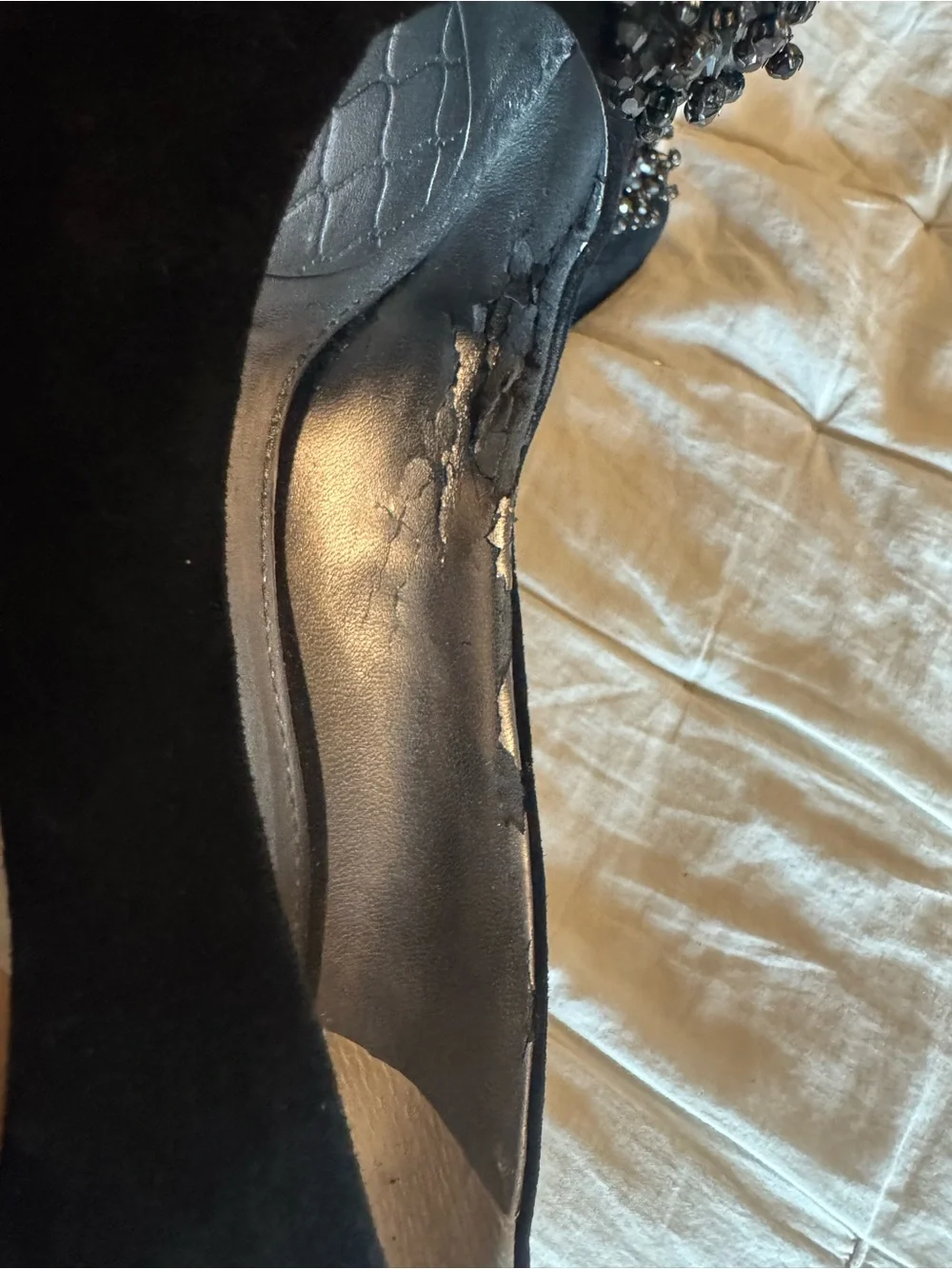 Antonio Melani Black Jeweled Suede Pumps
